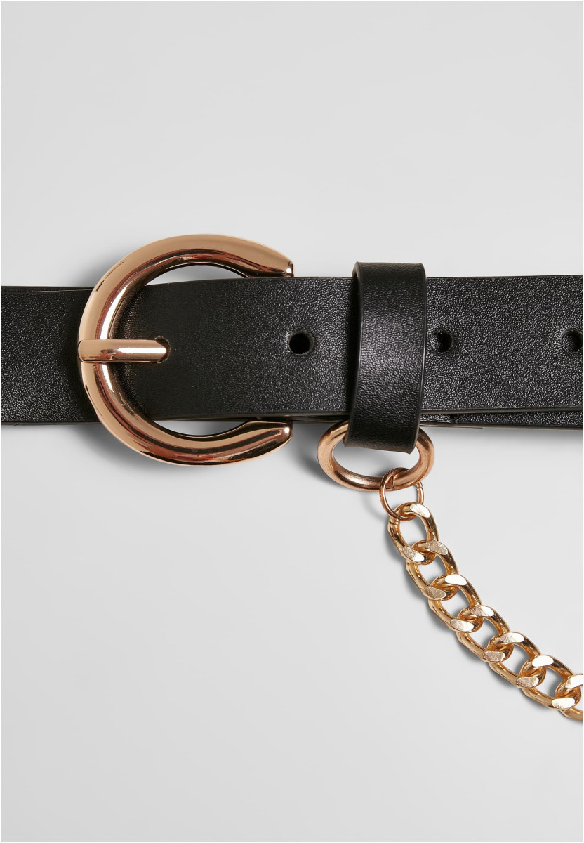 Synthetic Leather Belt With Chain