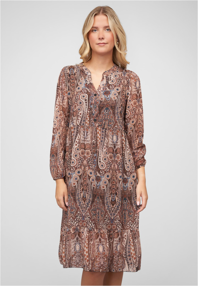 V-Neck Kleid mit Knopfleiste Paisley Print 2-lagig