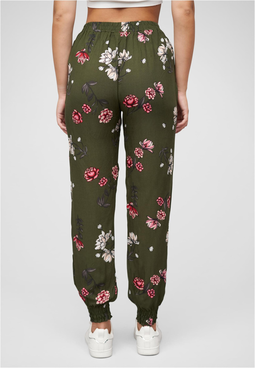 Viskose Hose mit B?ndchen 2-Pockets & Floraler Print