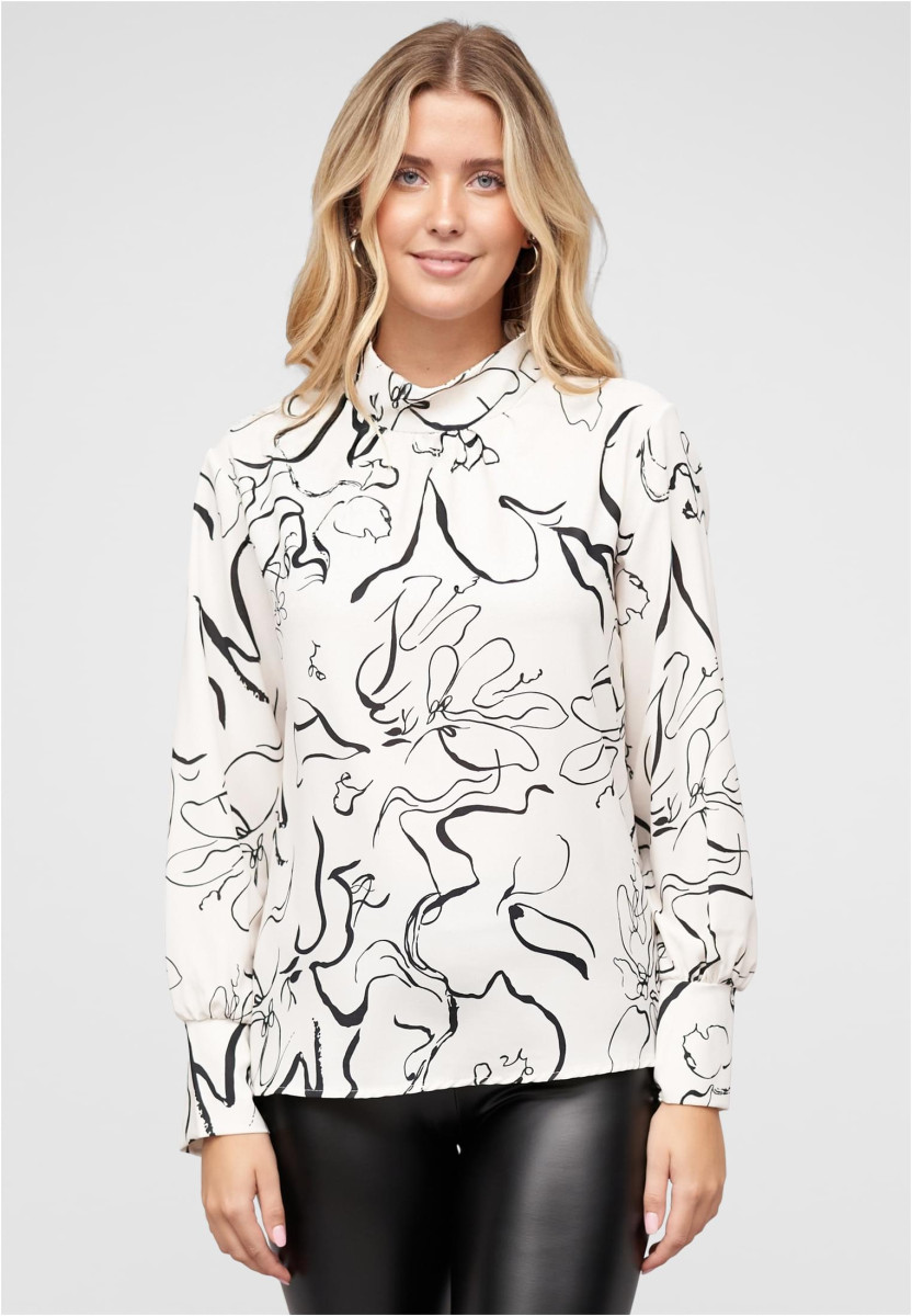 Langarm Choker Bluse mit Grafik Print