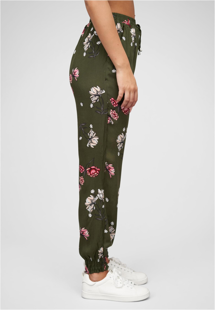 Viskose Hose mit B?ndchen 2-Pockets & Floraler Print