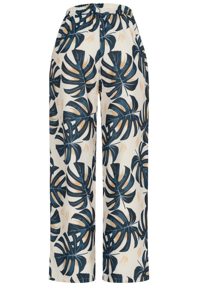 Summer Pants with palm print and tie belt