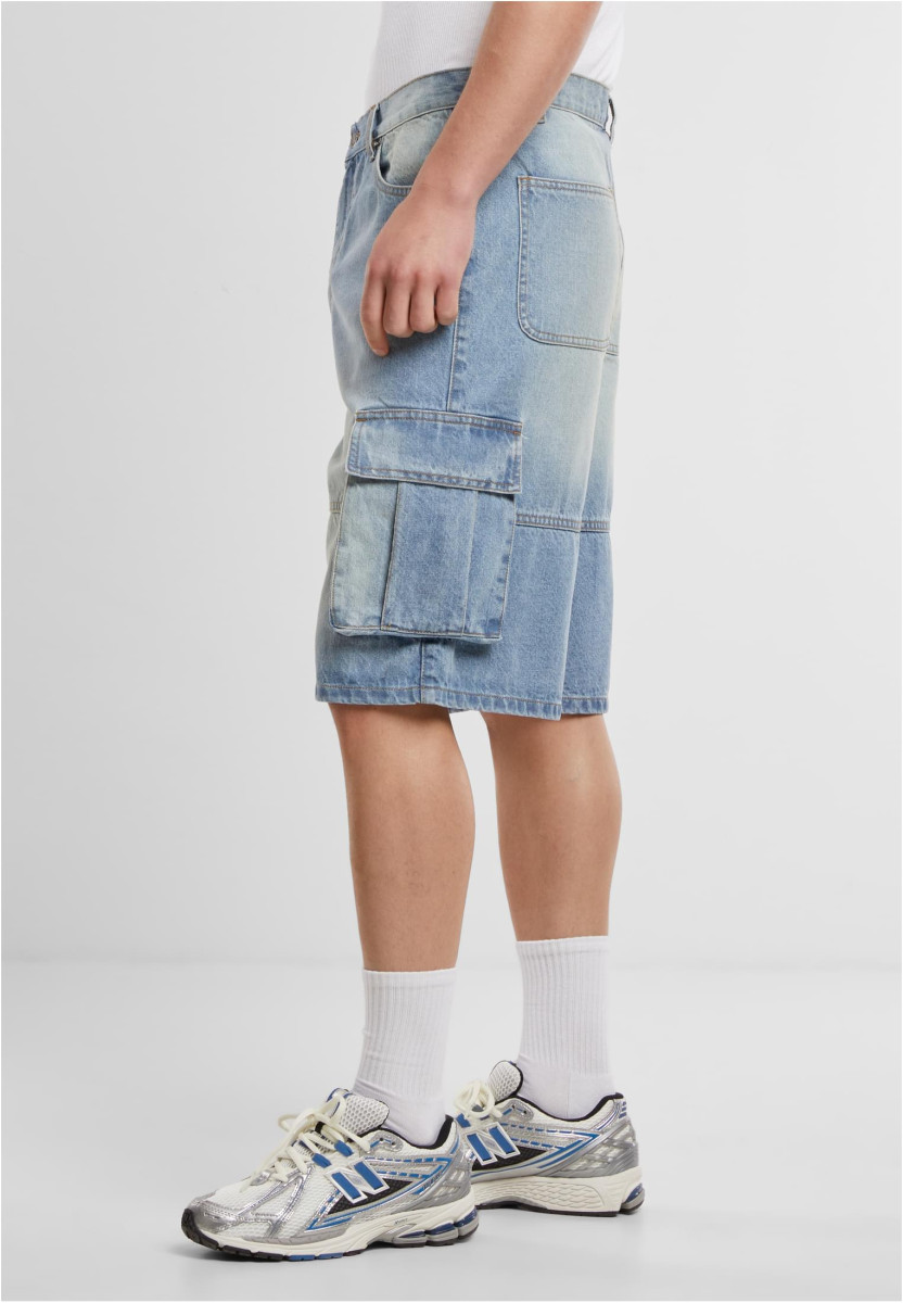 Relaxed Denim Cargo Shorts