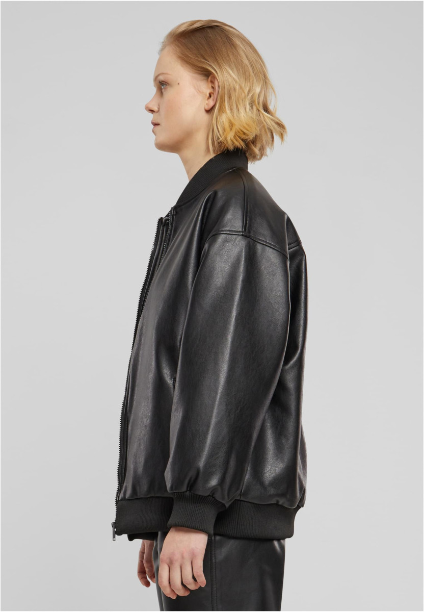 Ladies Synthetic Leather Bomber Jacket