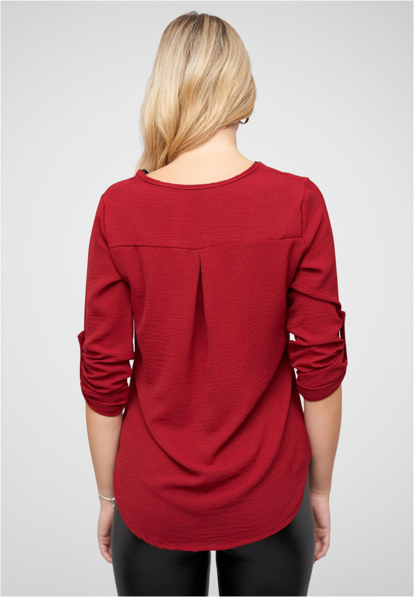 Musselin Bluse mit Turn-Up-?rmeln und Zipper