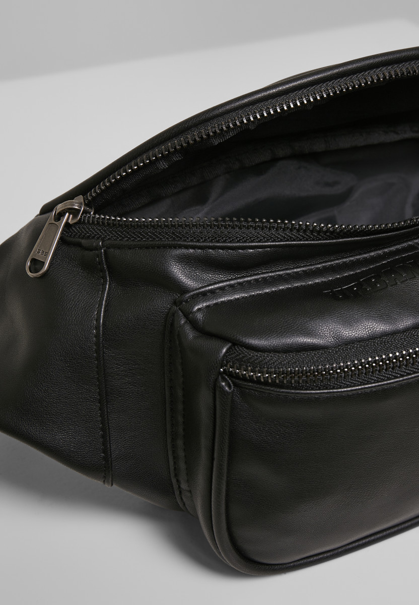 Synthetic Leather Double Zip Shoulder Bag
