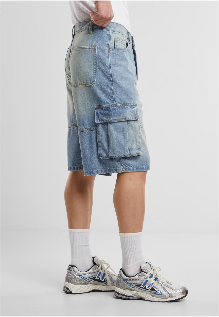 Relaxed Denim Cargo Shorts