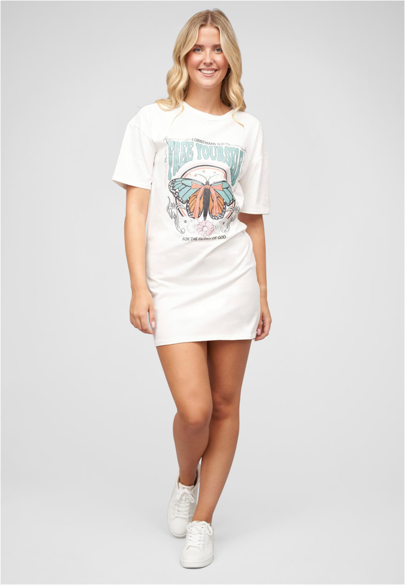 T-Shirt-Kleid mit Free Yourself Butterfly Print