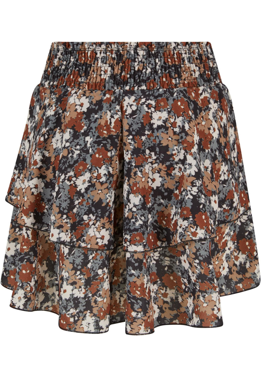 Cloud5ive Damen Rock Mini Stufenrock Blumen Print 2-lagig