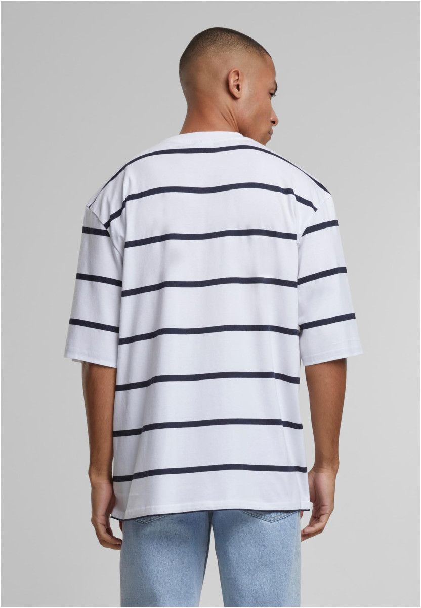 Oversized Sleeve Modern Stripe Tee