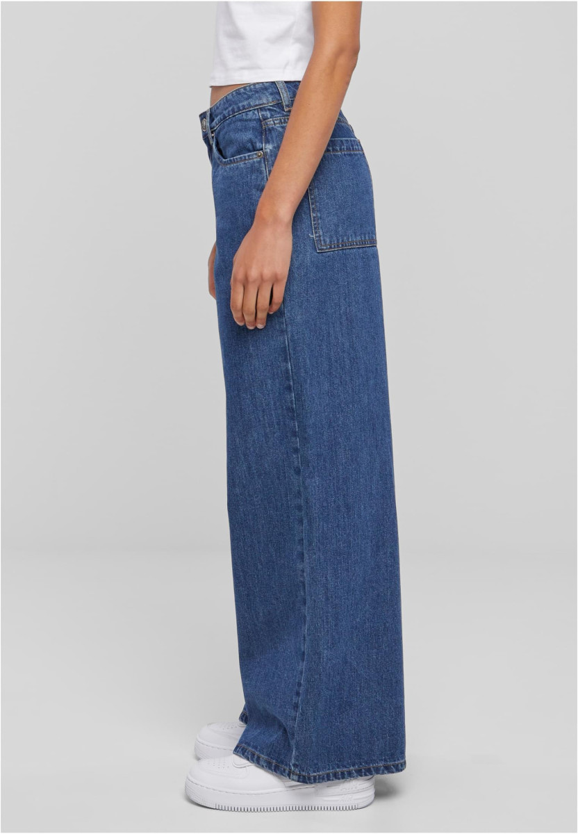 Ladies Mid Waist Wide Denim