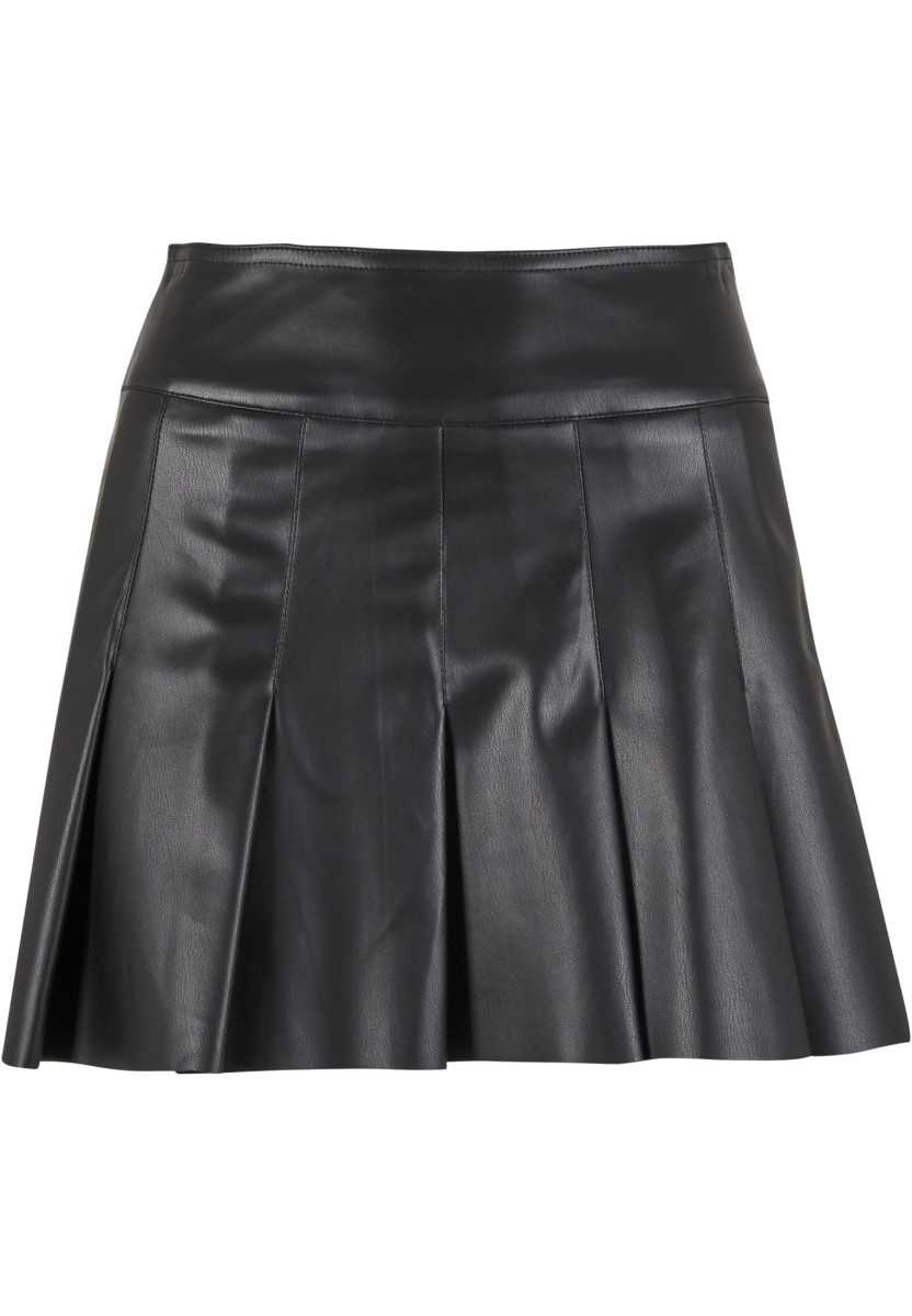 Ladies Synthetic Leather Pleated Skirt