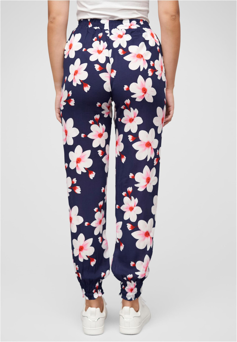 Viskose Hose mit B?ndchen 2-Pockets & Big Flowers