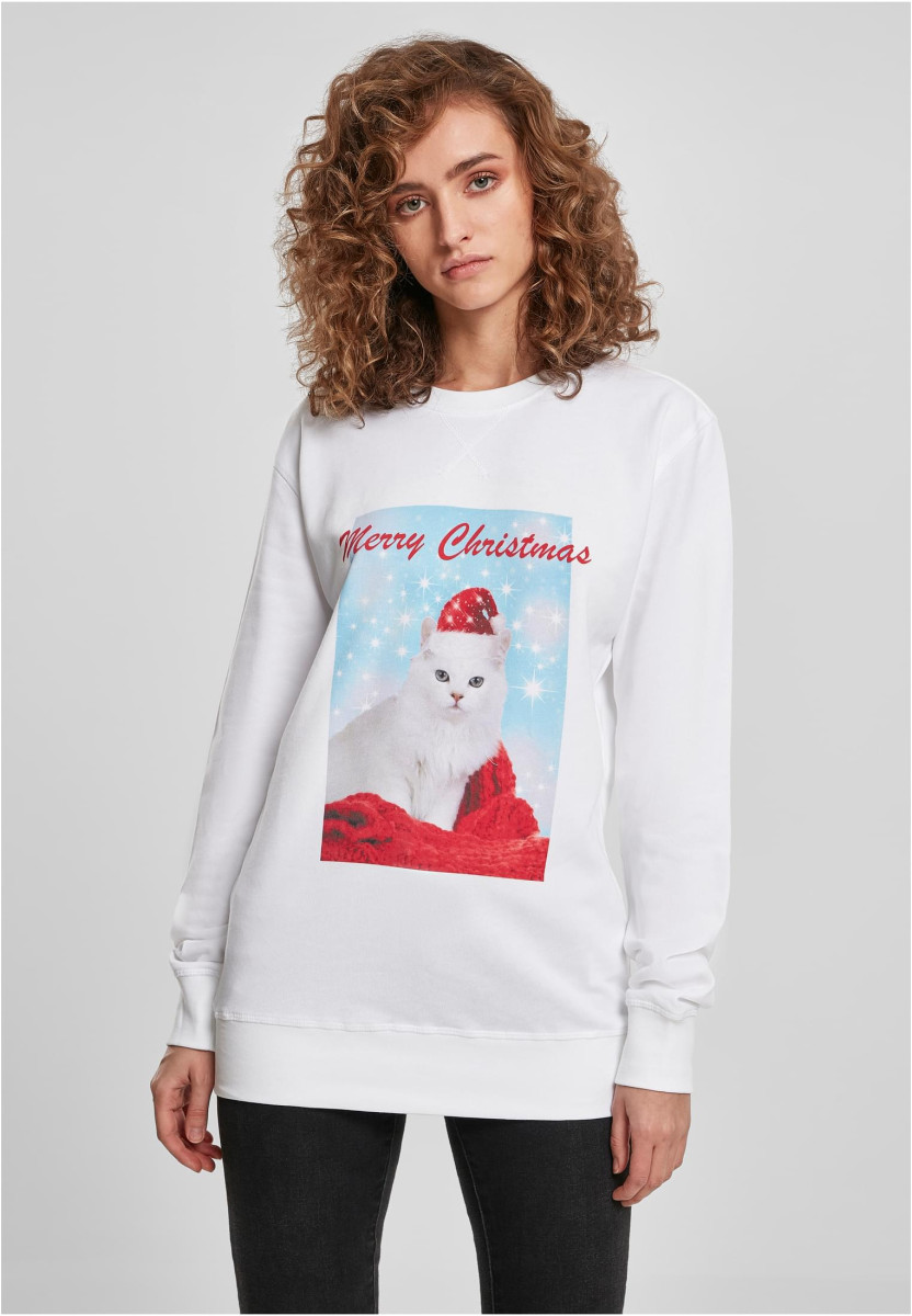 Ladies Merry Christmas Cat Crewneck