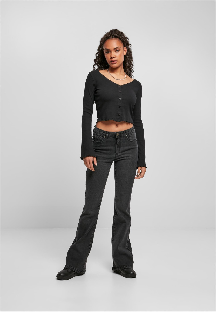 Ladies Cropped Rib Cardigan