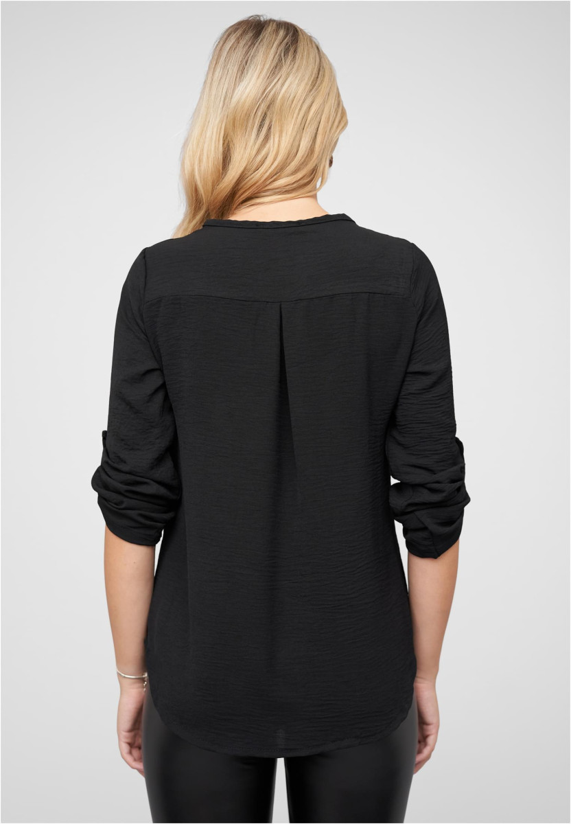 Musselin Bluse mit Turn-Up-?rmeln und Zipper