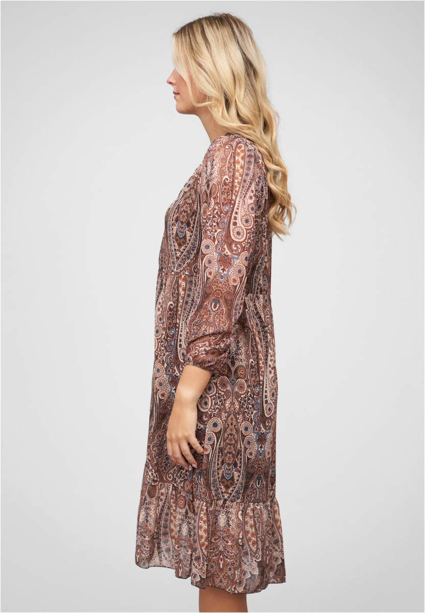 V-Neck Kleid mit Knopfleiste Paisley Print 2-lagig