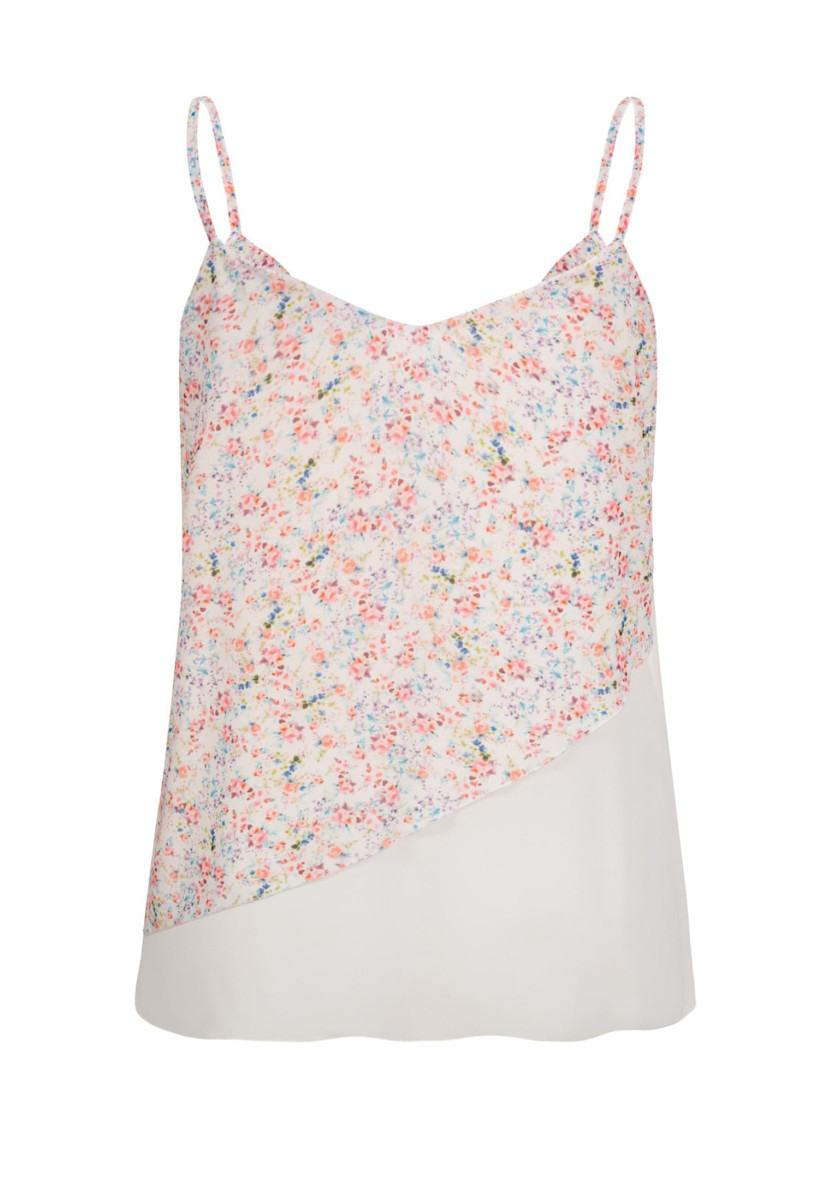 Chiffon Top 2-lagig V-Neck Blumen Print