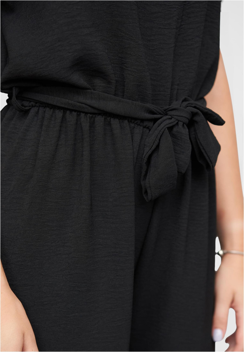 Jumpsuit with tie belt and back slit