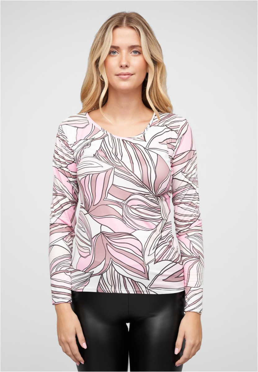 Langarm Top mit Bl?tter Print