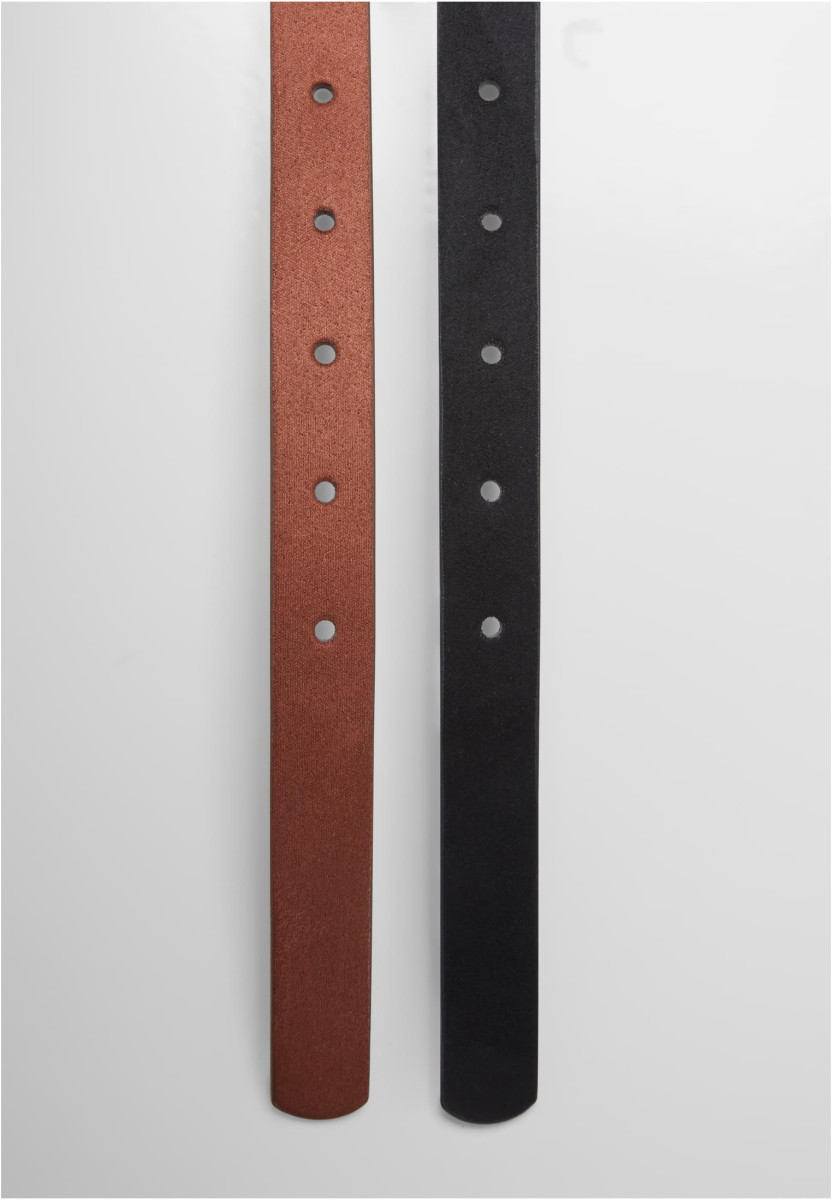 Slim Synthetic Velour Leather Belt 2-Pack