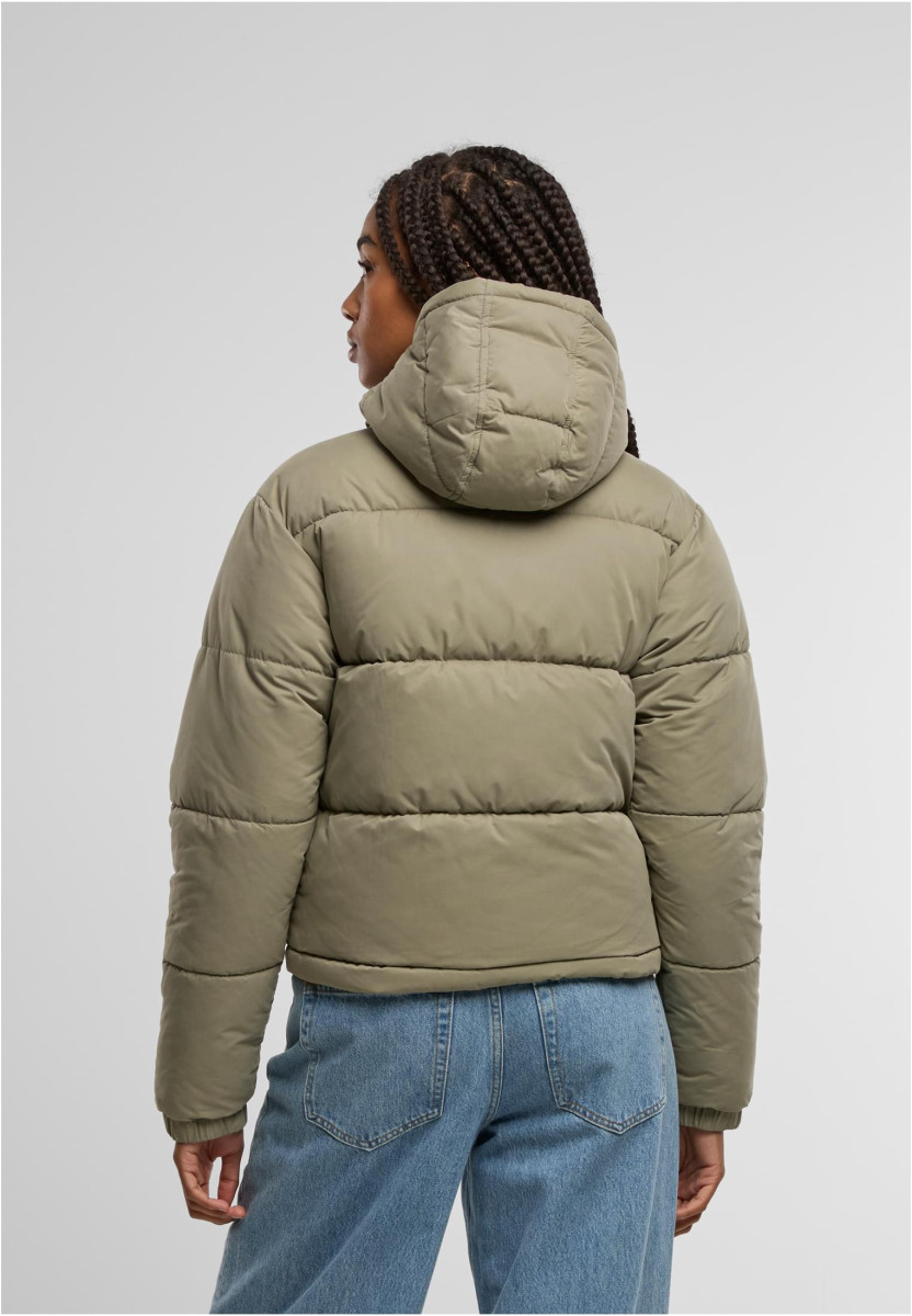 Ladies Peached Puffer Jacket With Hood