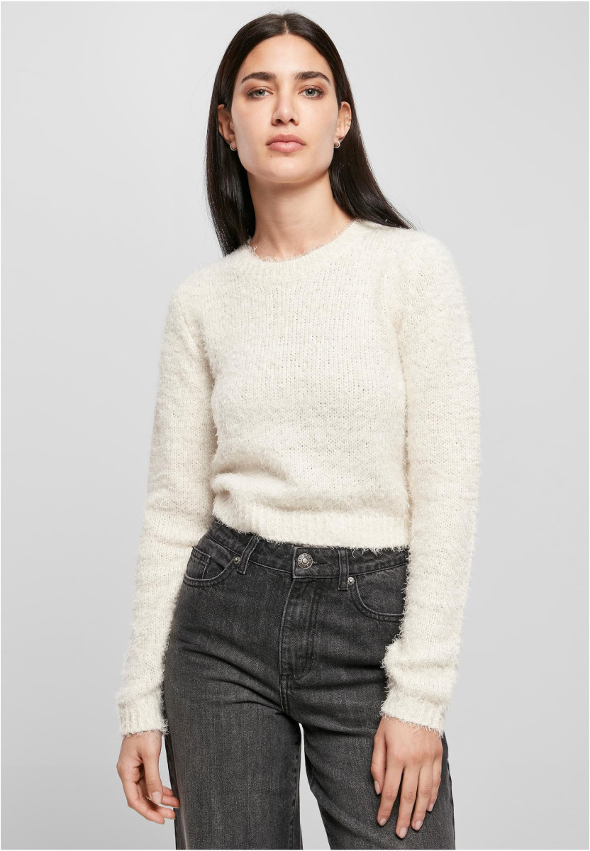Ladies Cropped Feather Sweater