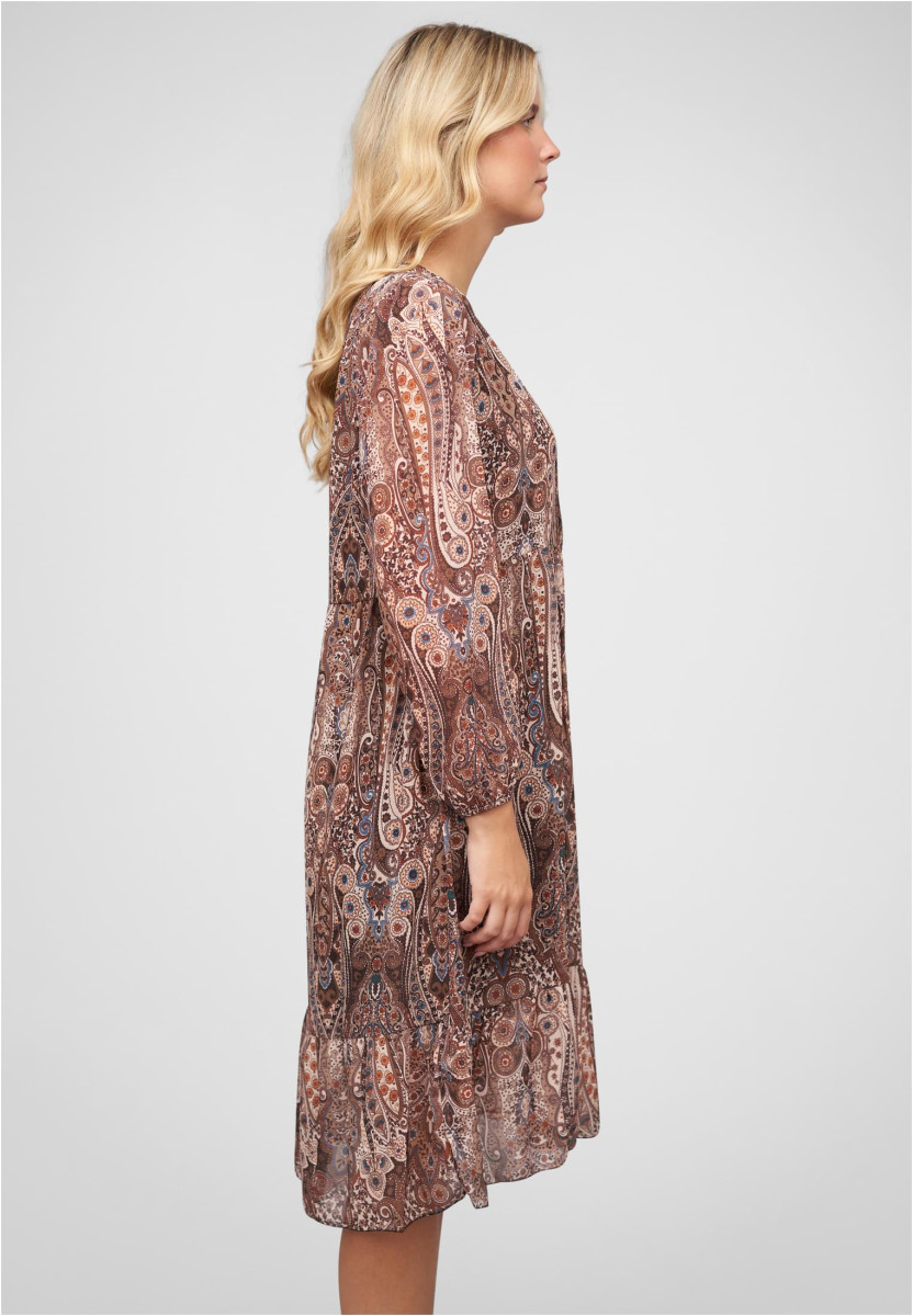 V-Neck Kleid mit Knopfleiste Paisley Print 2-lagig