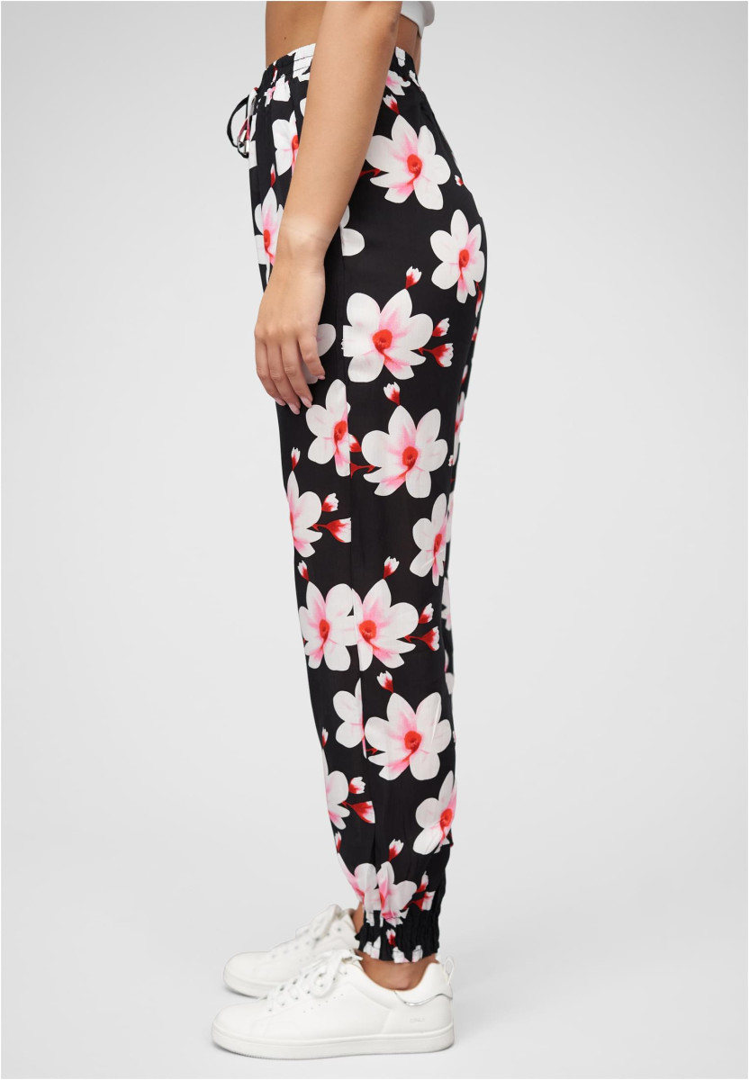 Viskose Hose mit B?ndchen 2-Pockets & Big Flowers