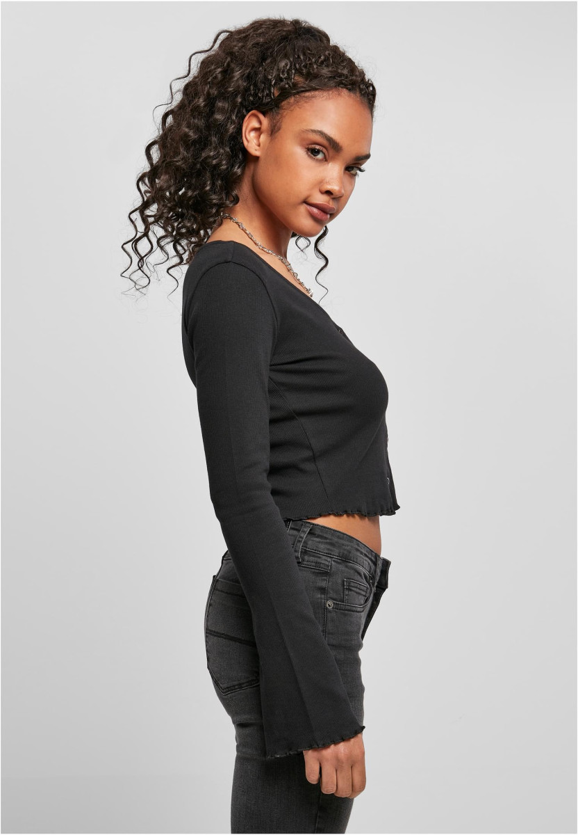 Ladies Cropped Rib Cardigan