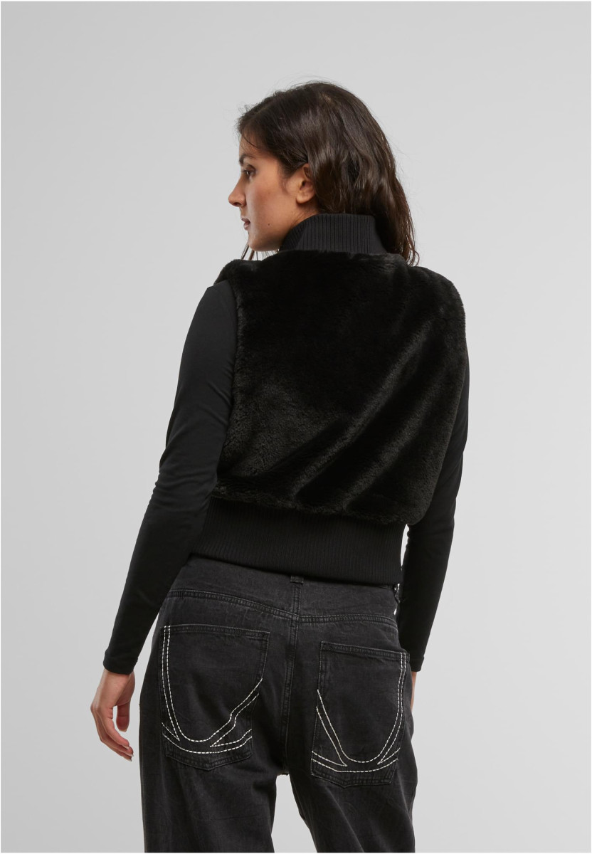 Ladies Cropped Faux Fur Vest