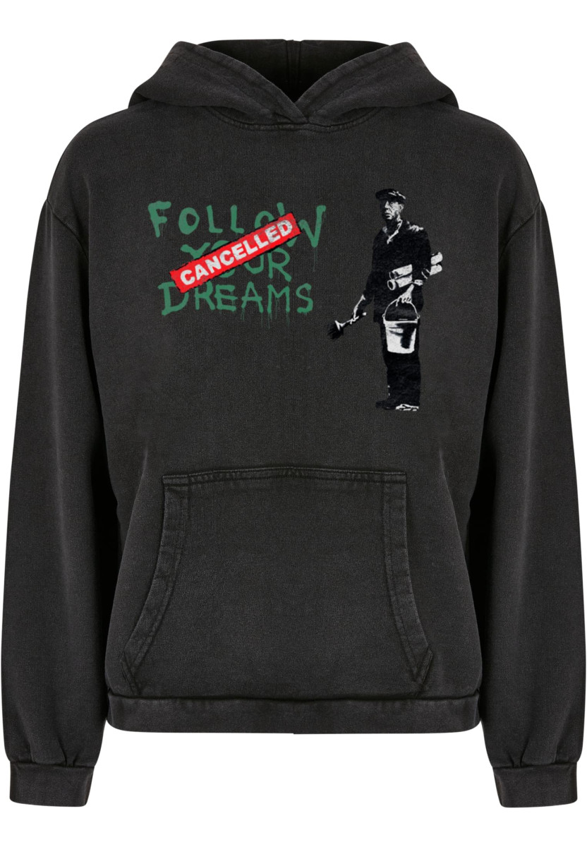 Ladies Brandalised - Follow Your Dreams Acid Washed Oversize Hoody