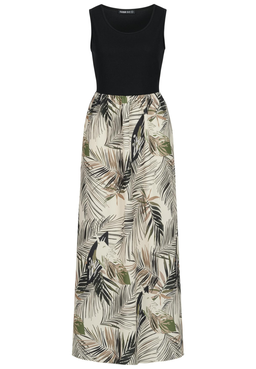 2-Tone Maxi-Dress Tropical Print
