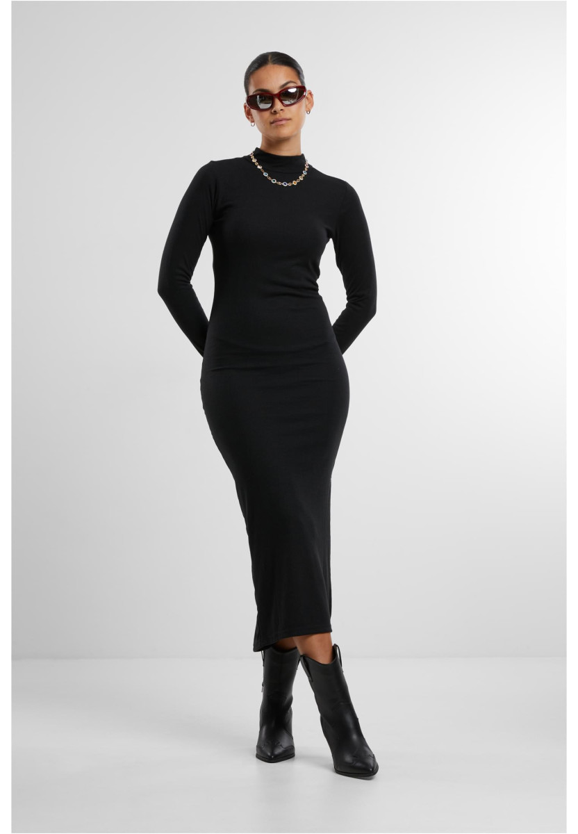 Ladies Rib Longlseeve Mockneck Dress