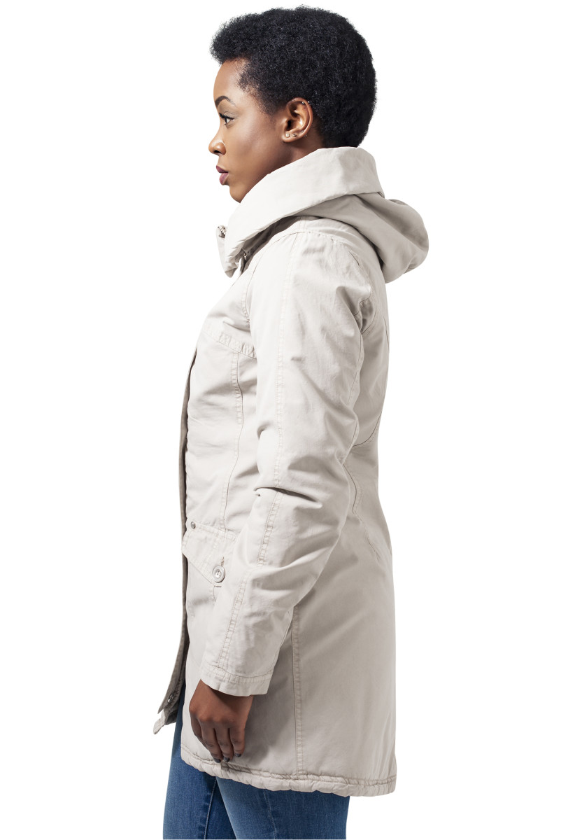Ladies Garment Washed Long Parka
