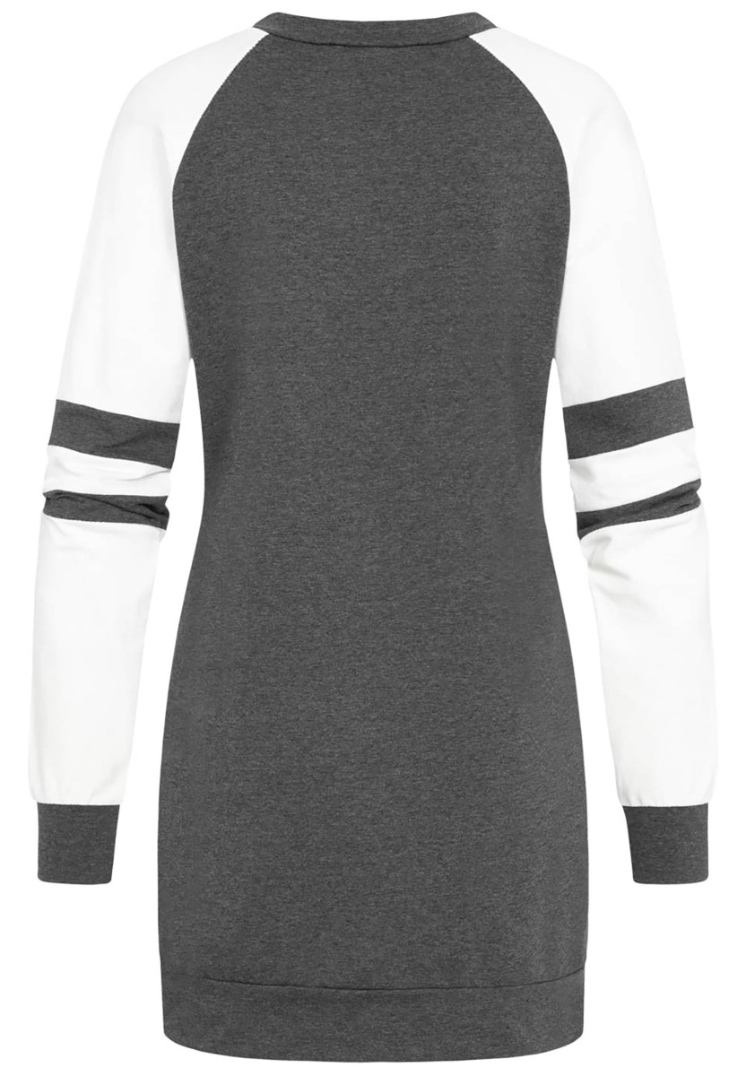 Cloud5ive Damen Sweatkleid mit Raglan?rmeln und Rundhals Kontrast