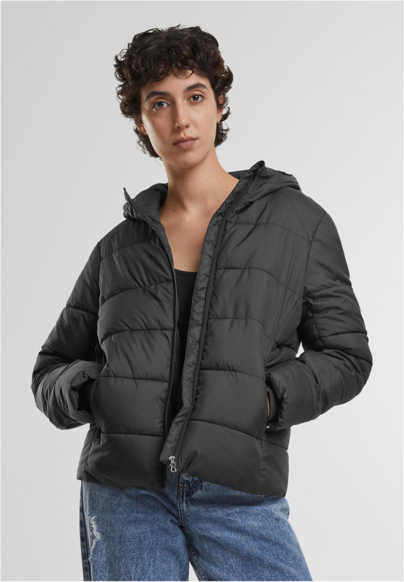 Ladies Short Puffer Jacket With Hood