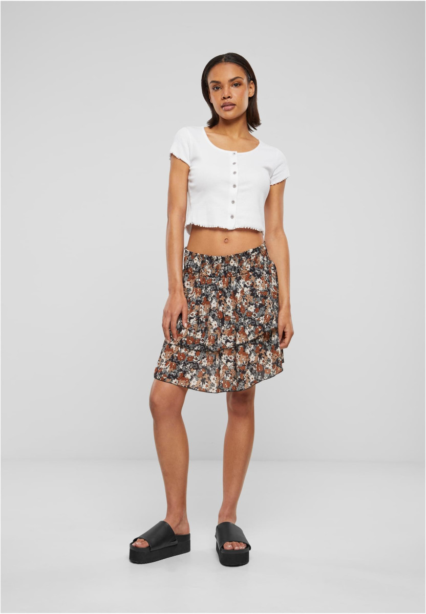 Cloud5ive Damen Rock Mini Stufenrock Blumen Print 2-lagig