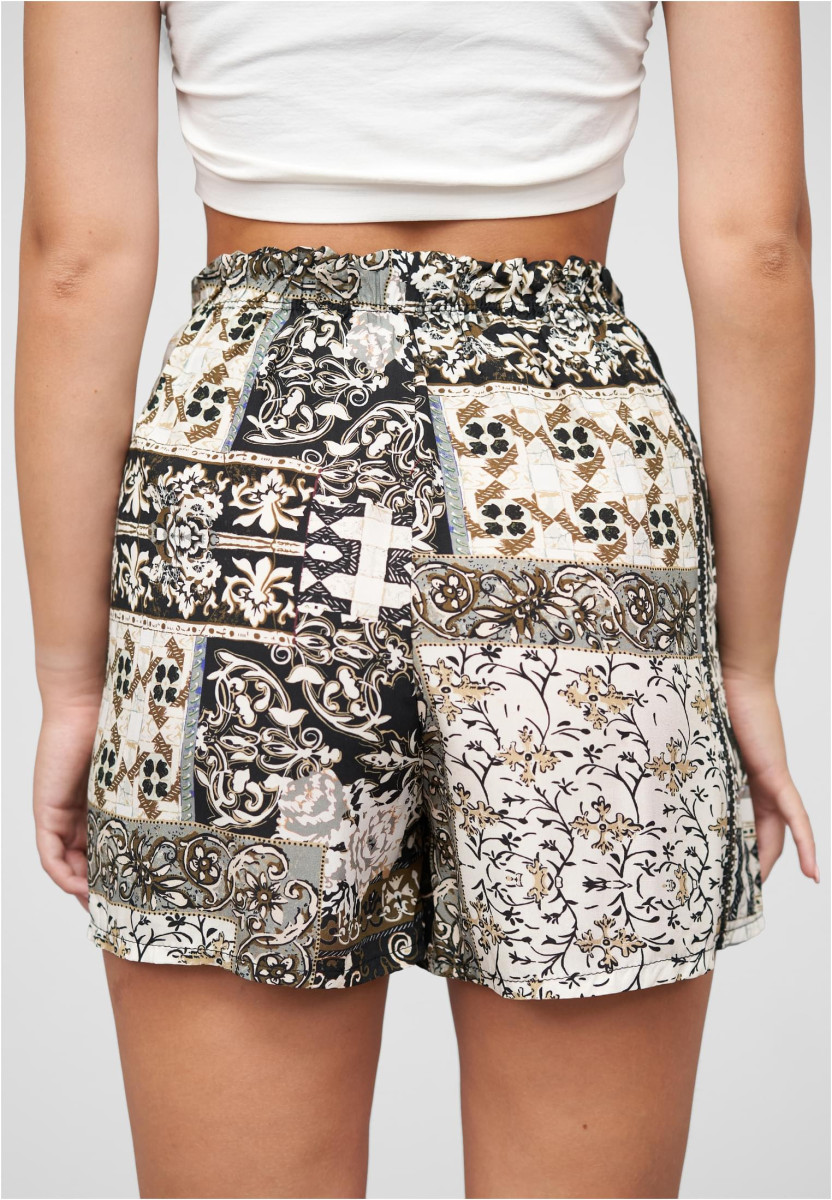 Viskose Shorts mit Bindeg?rtel und Paisley Print