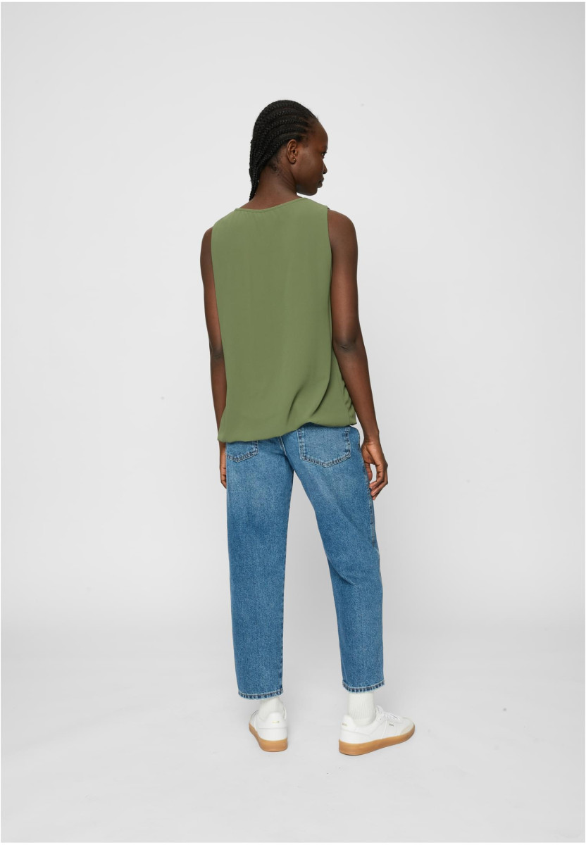 Cloud5ive Damen Chiffon Top mit Schl?sselloch-Kragen und Deko-Schnalle