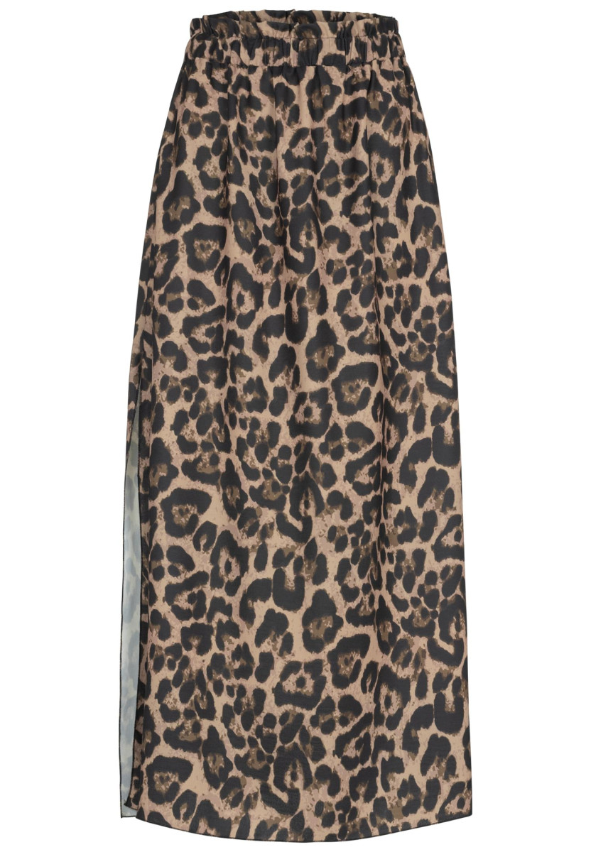Maxi Skirt with side slit and leo print