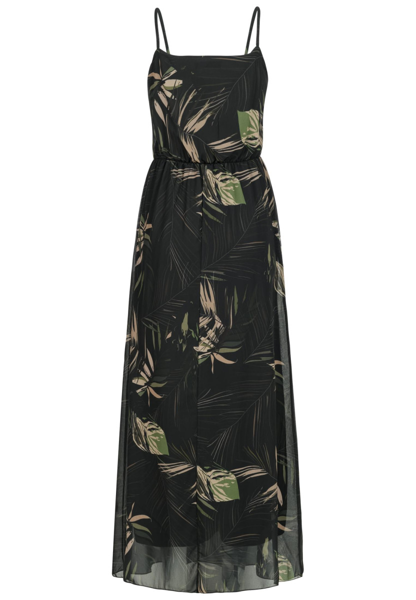 2-Layered Maxi-Dress Tropical Print