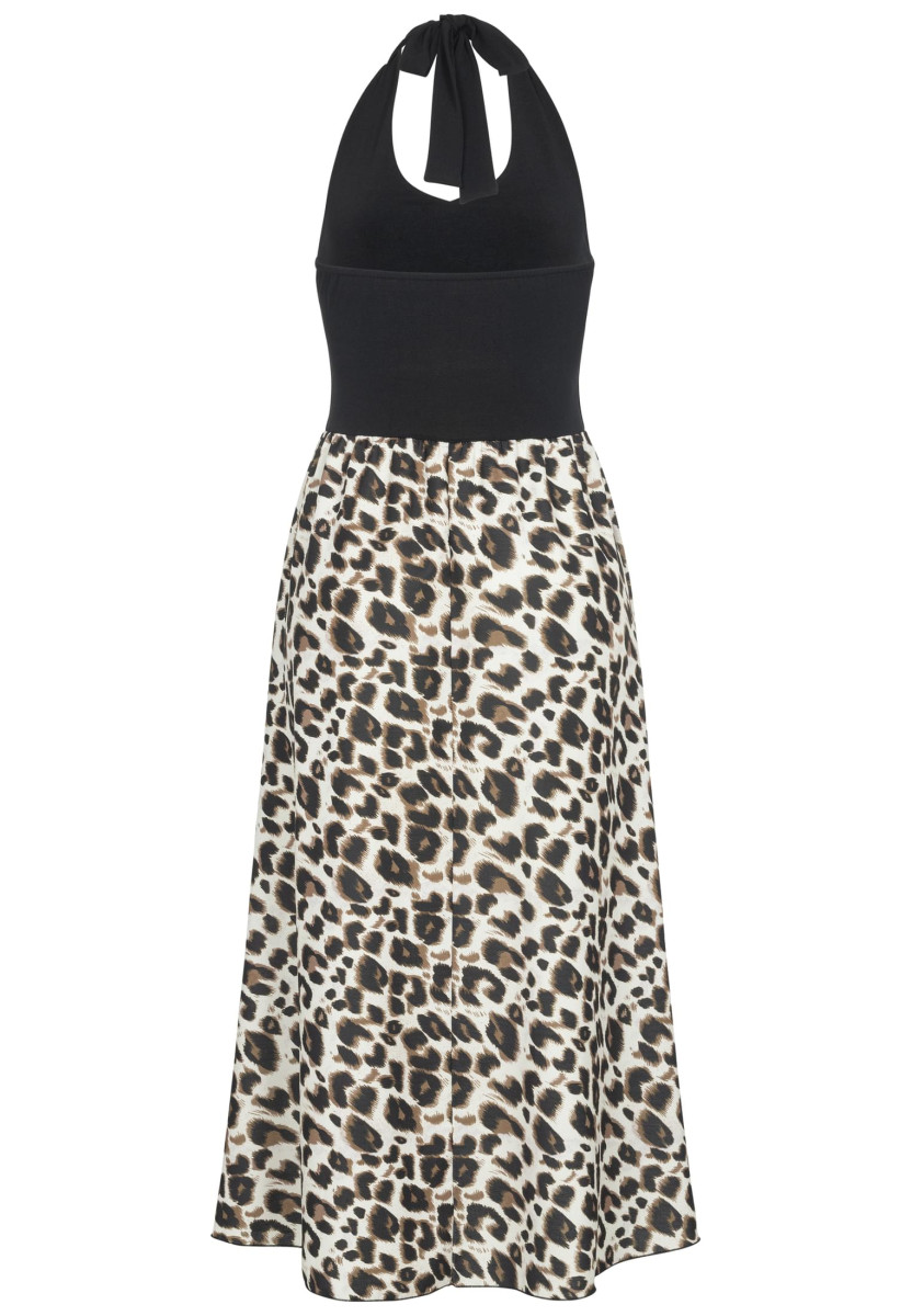 Maxi Neckholder-Dress with leo print
