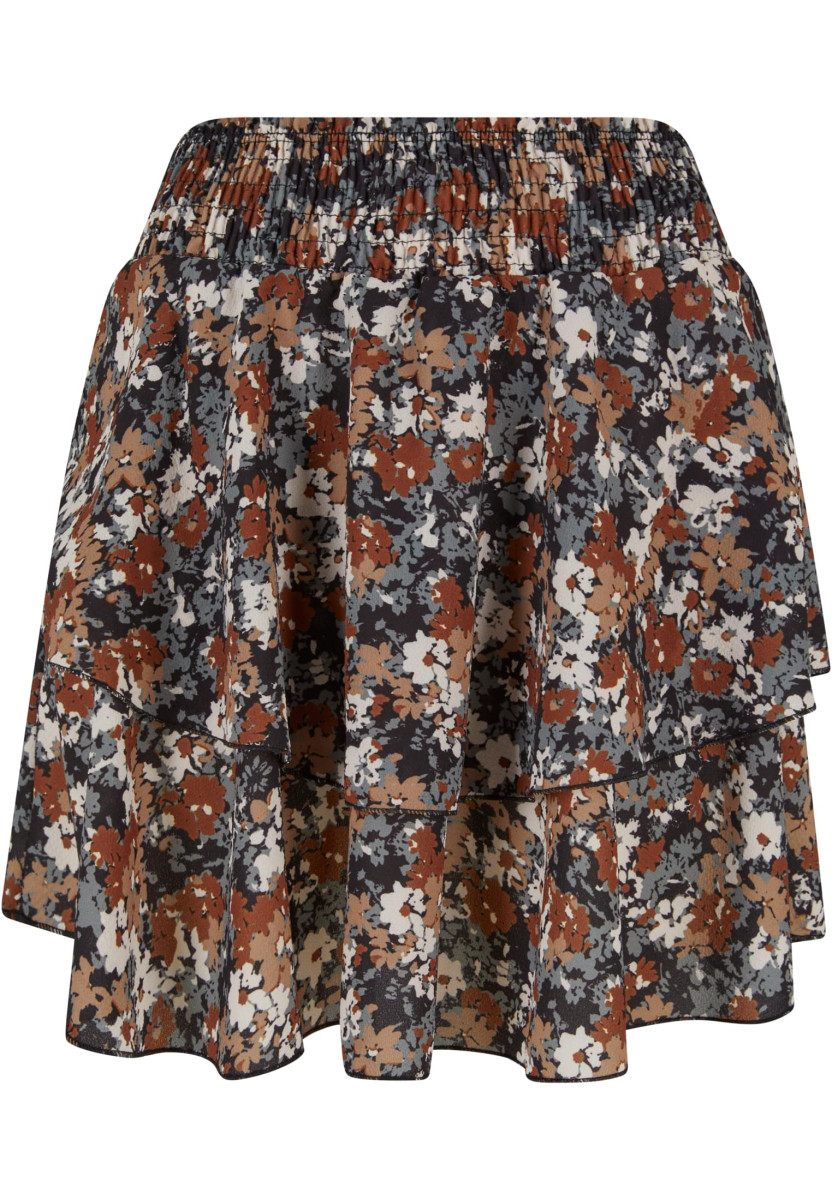 Cloud5ive Damen Rock Mini Stufenrock Blumen Print 2-lagig