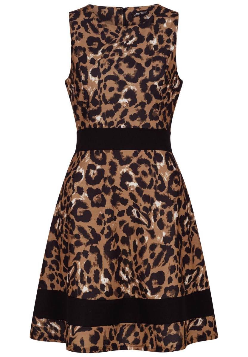 Cloud 5ive Dress with All-Over Leo Print brown