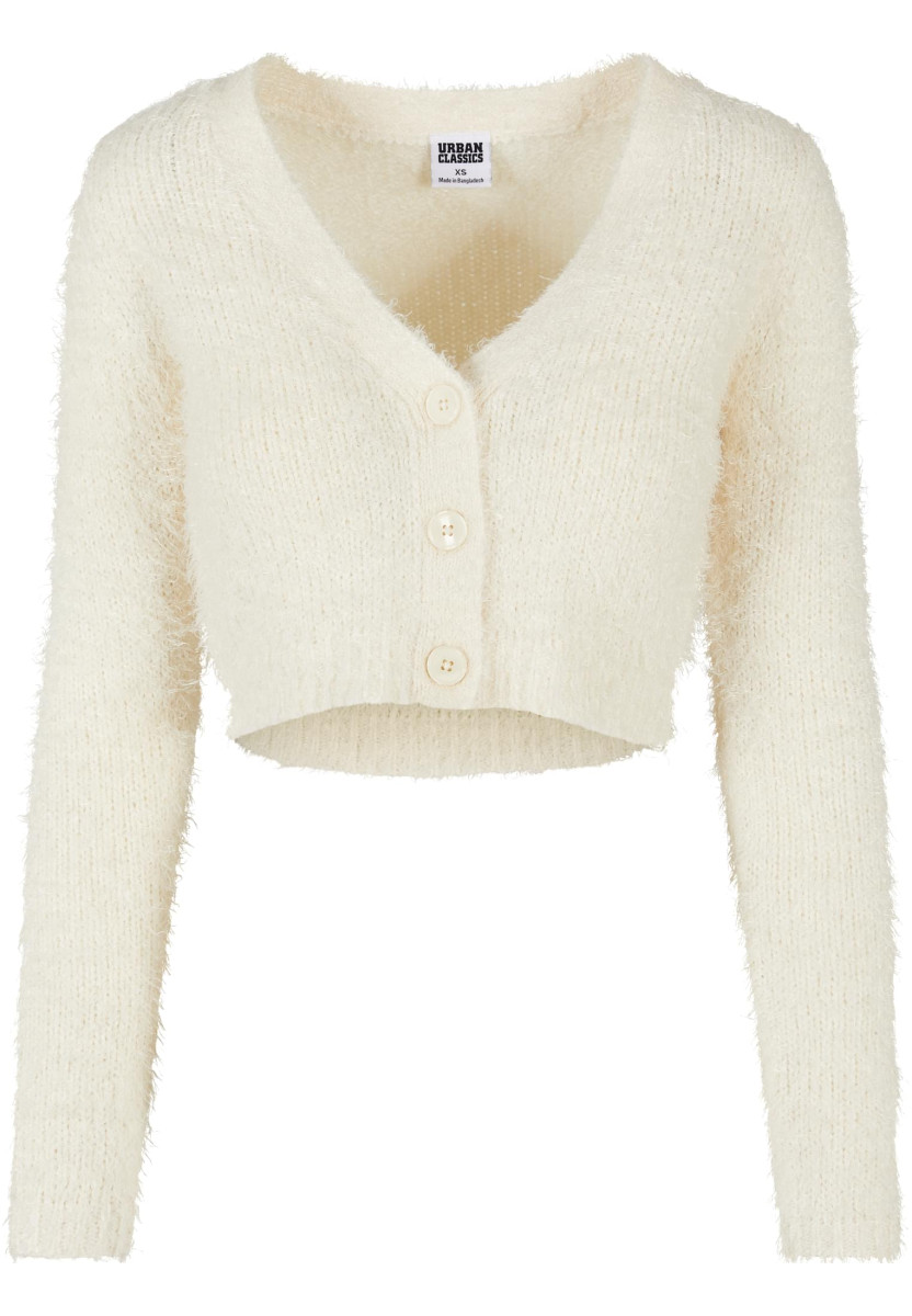 Ladies Cropped Feather Cardigan