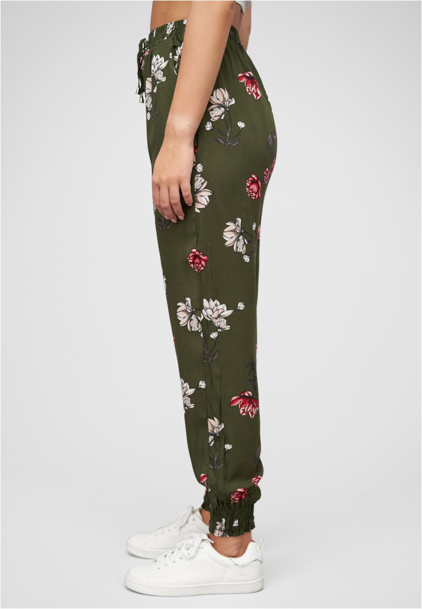 Viskose Hose mit B?ndchen 2-Pockets & Floraler Print