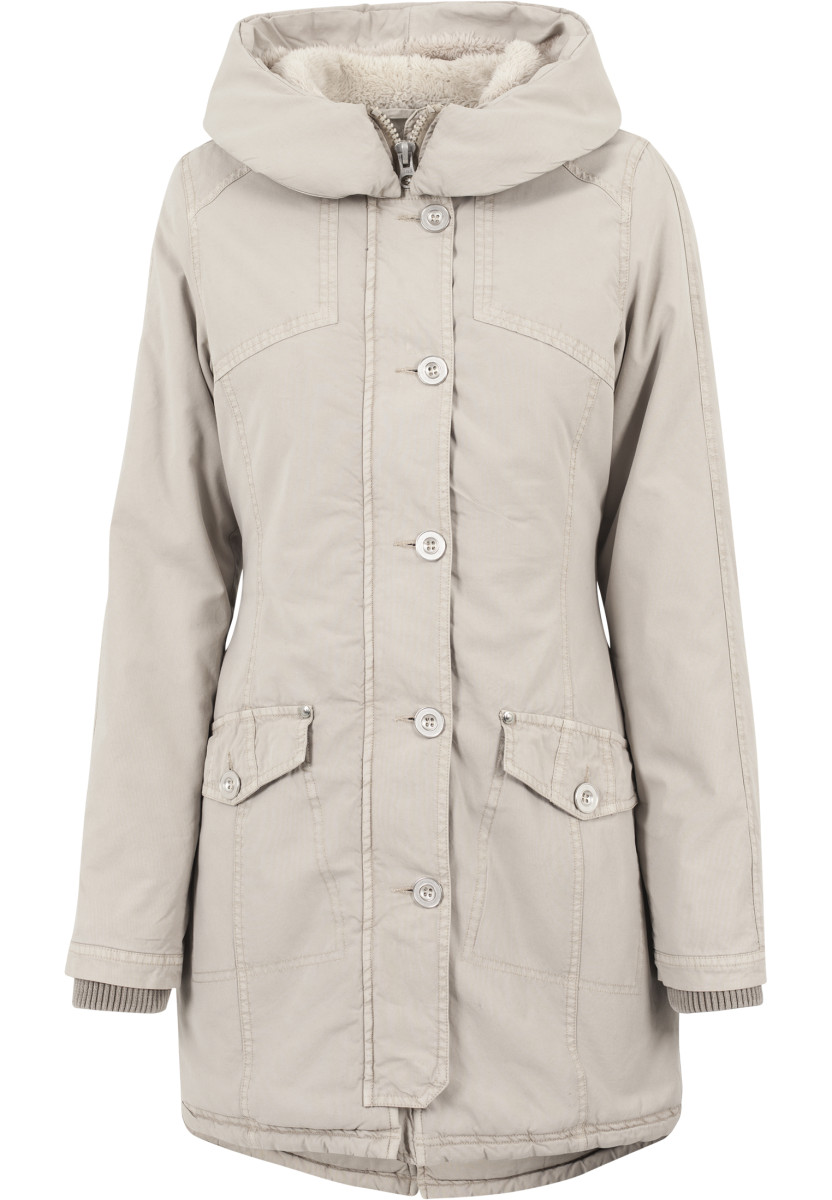 Ladies Garment Washed Long Parka