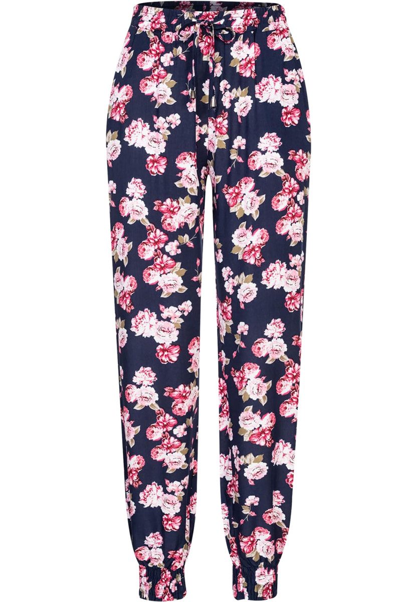 Viskose Hose mit B?ndchen 2-Pockets & Blumen Print