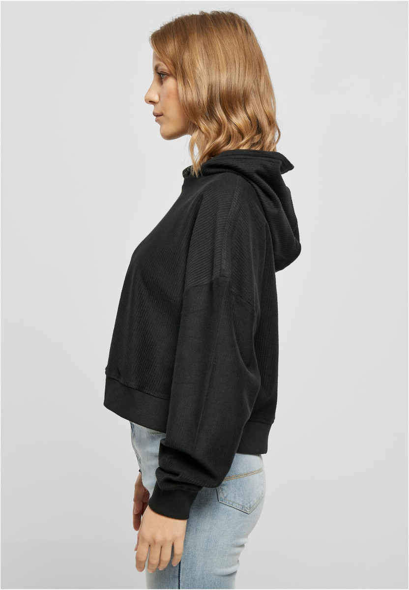 Ladies Oversized Short Rib Hoody